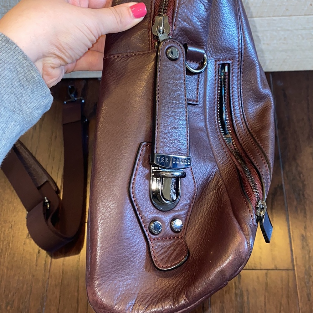 TED BAKER Men’s Oxblood Work Bag Shoulder Strap - Picture 5 of 7